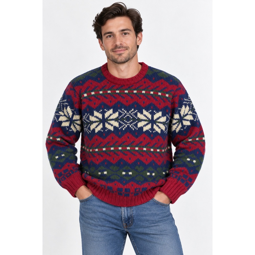 Vintage American Eagle Shetland Wool Fair Isle Sweater Mens XL Nordic Hong Kong